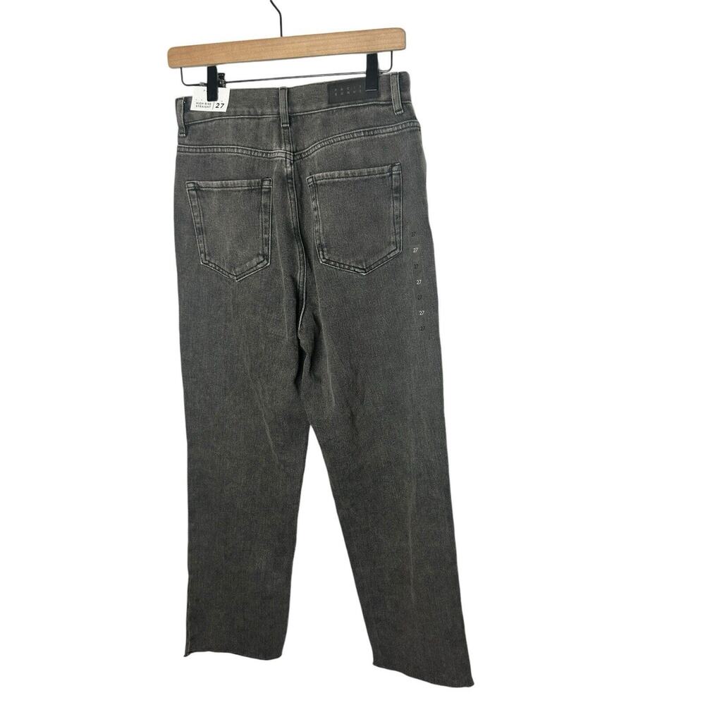 PacSun Women's Black High Rise Straight Jeans Raw Hem Button‎ Fly Size 27